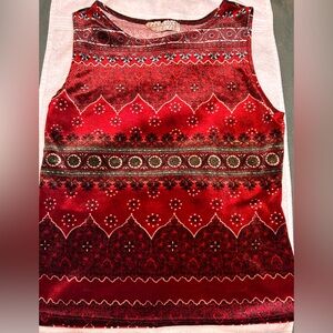 Charlotte Russe Red and Black Patterned Top